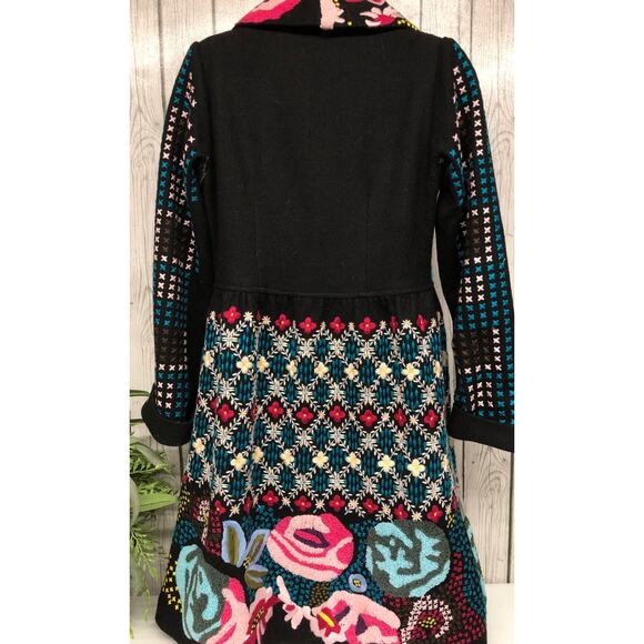 Hazel Heavy Embroidered Wool Coat Ladies Size Large - Picture 6 of 8